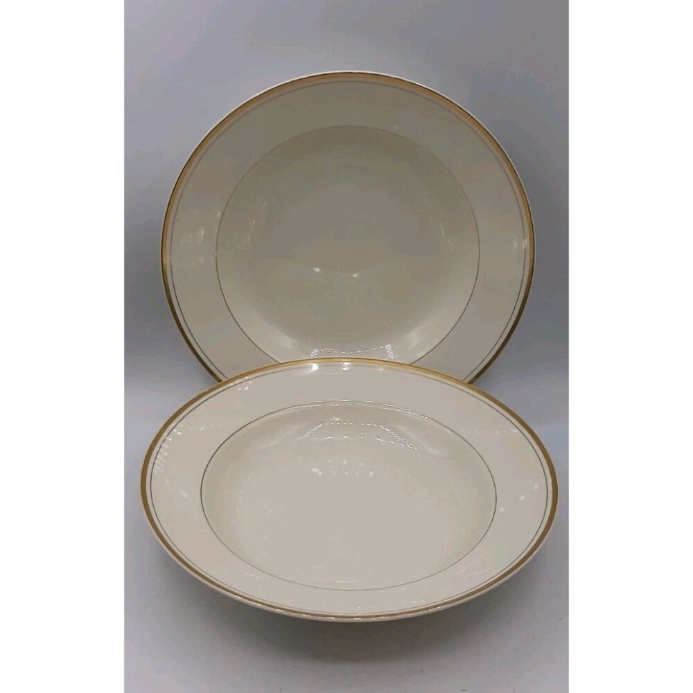 Vtg 1977 Fitz and Floyd Palais Beige Gold Large Rim Soup Pasta Bowl 9 1/4 Dia